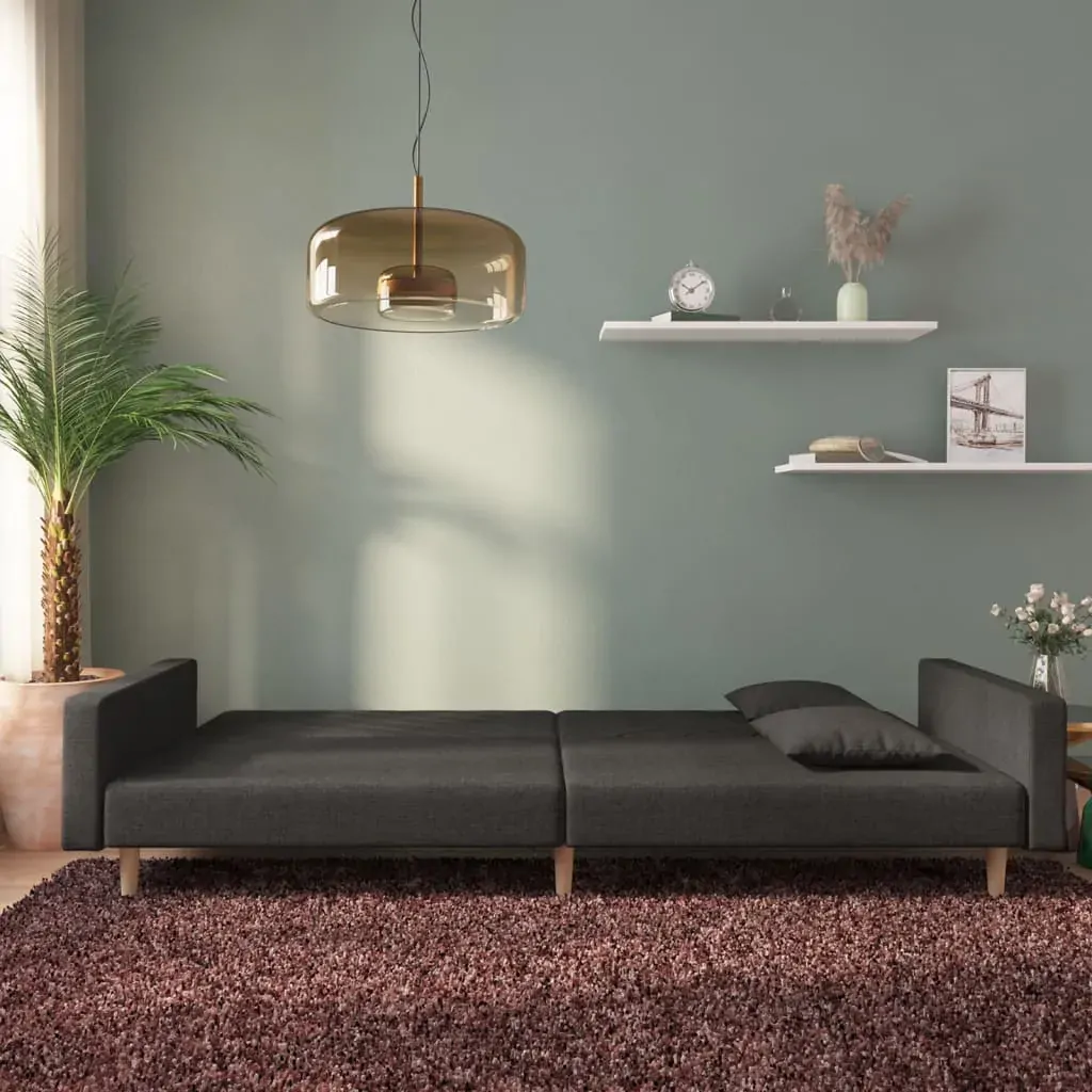 2-Seater Sofa Bed with Two Pillows Black Fabric Price