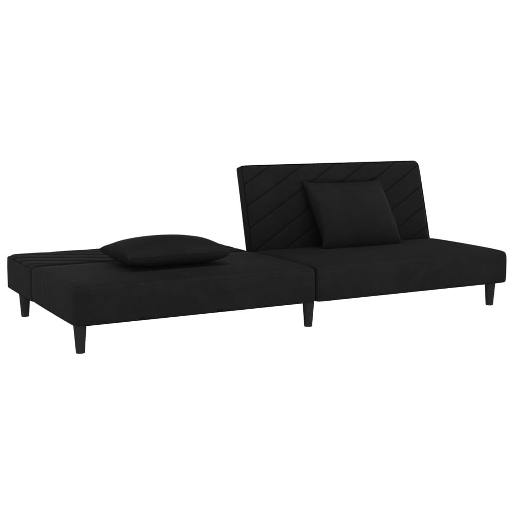 2-Seater Sofa Bed with Two Pillows Black Velvet Price