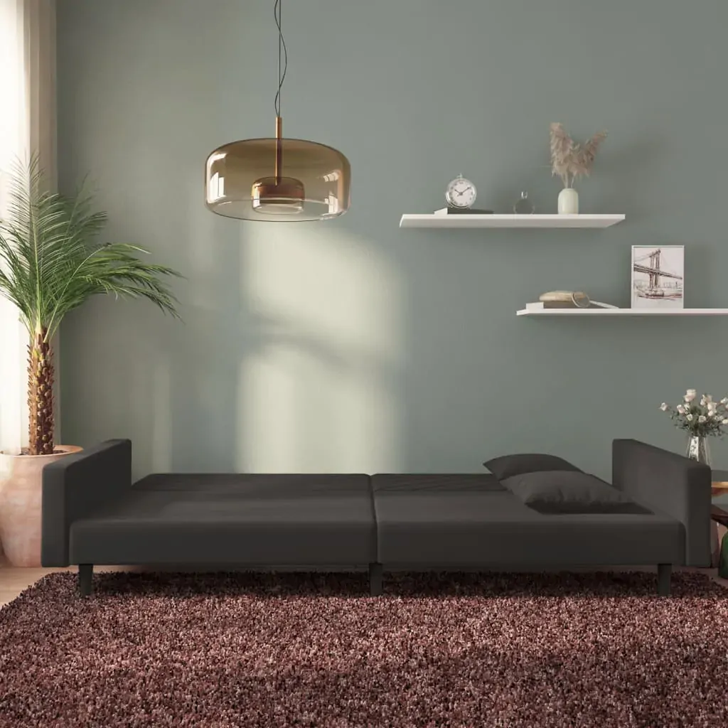2-Seater Sofa Bed with Two Pillows Black Velvet Price