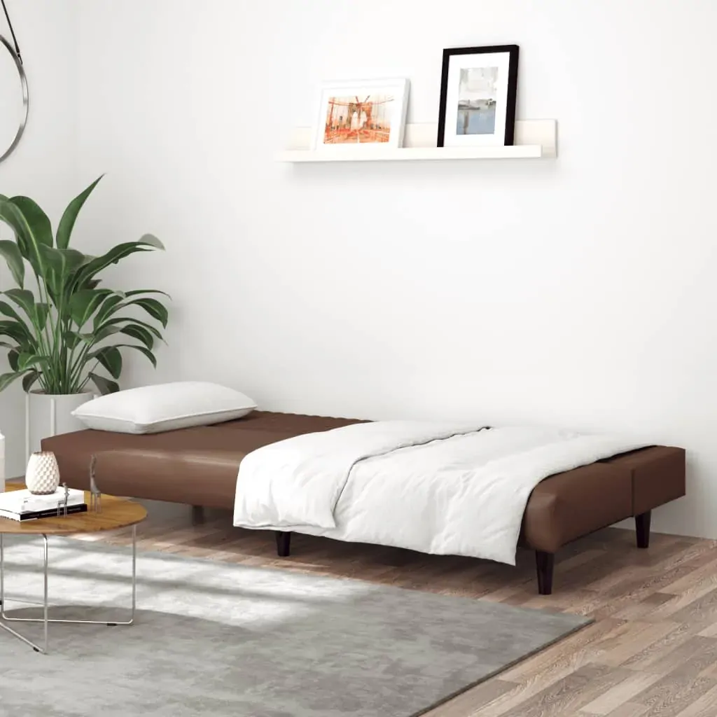 2-Seater Sofa Bed Brown Faux Leather Price