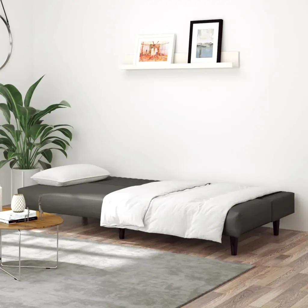 2-Seater Sofa Bed Grey Faux Leather Price