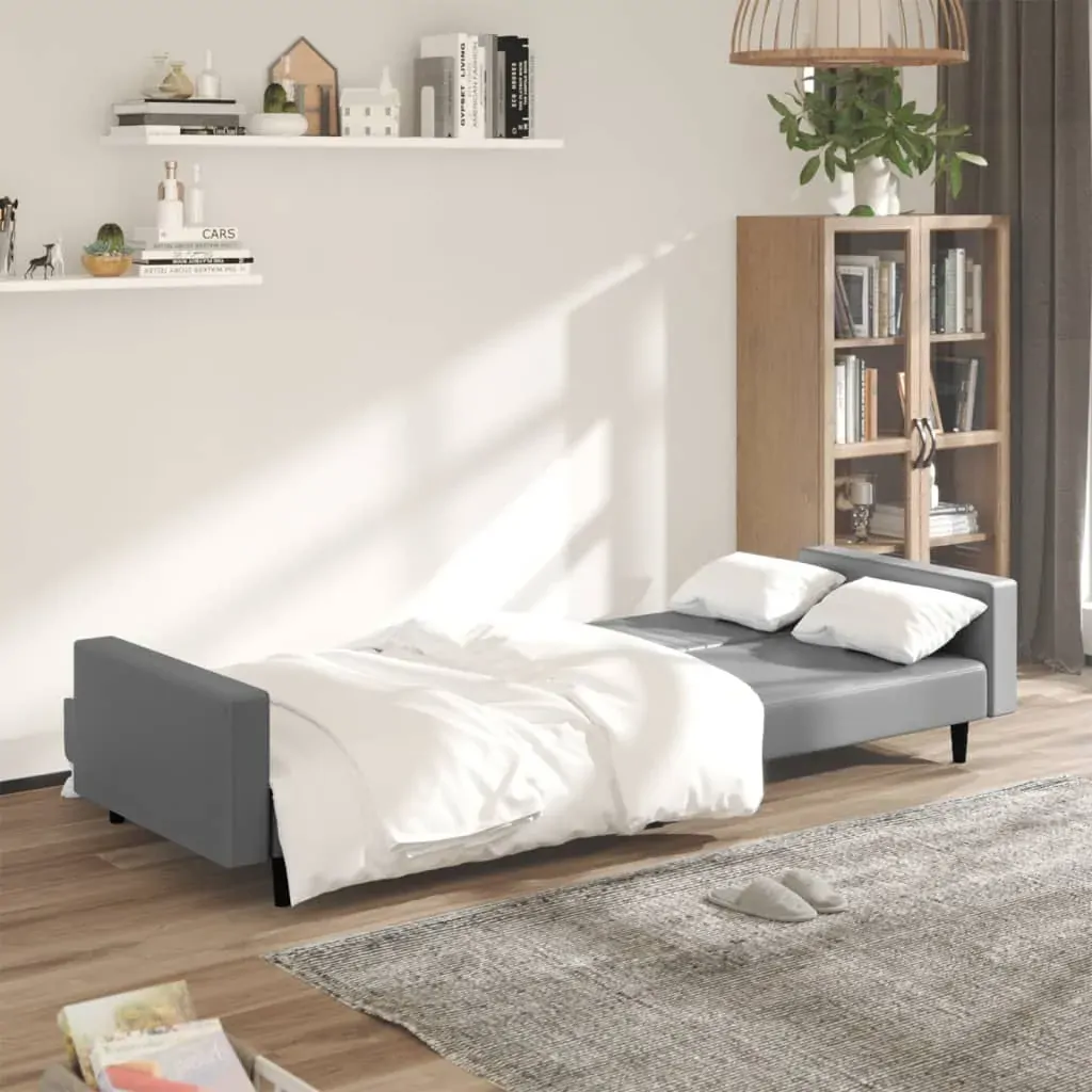 2-Seater Sofa Bed Grey Faux Leather Price