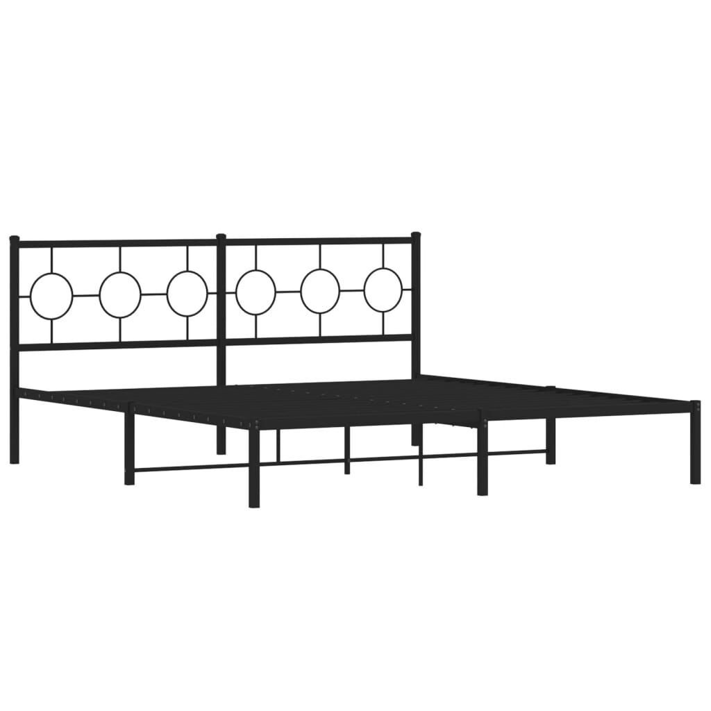 Metal Bed Frame without Mattress with Headboard Black 183x203 cm King Price