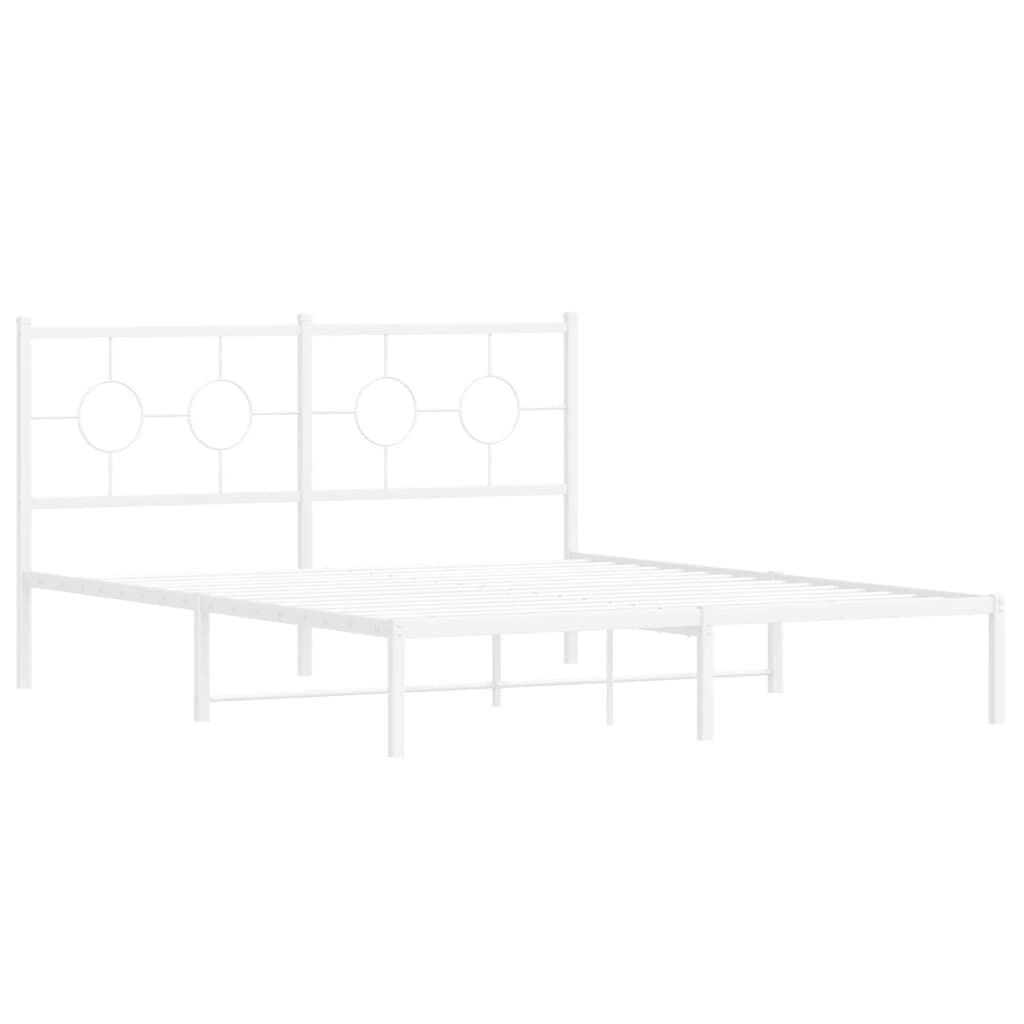 Metal Bed Frame without Mattress with Headboard White 150x200 cm Price