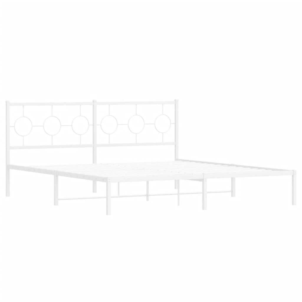 Metal Bed Frame without Mattress with Headboard White 183x203 cm King Price