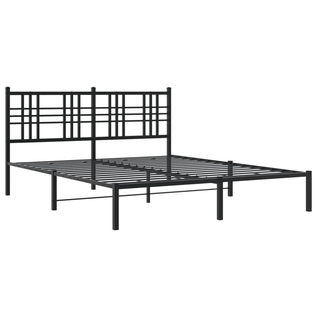 Metal Bed Frame without Mattress with Headboard Black 150x200 cm Price