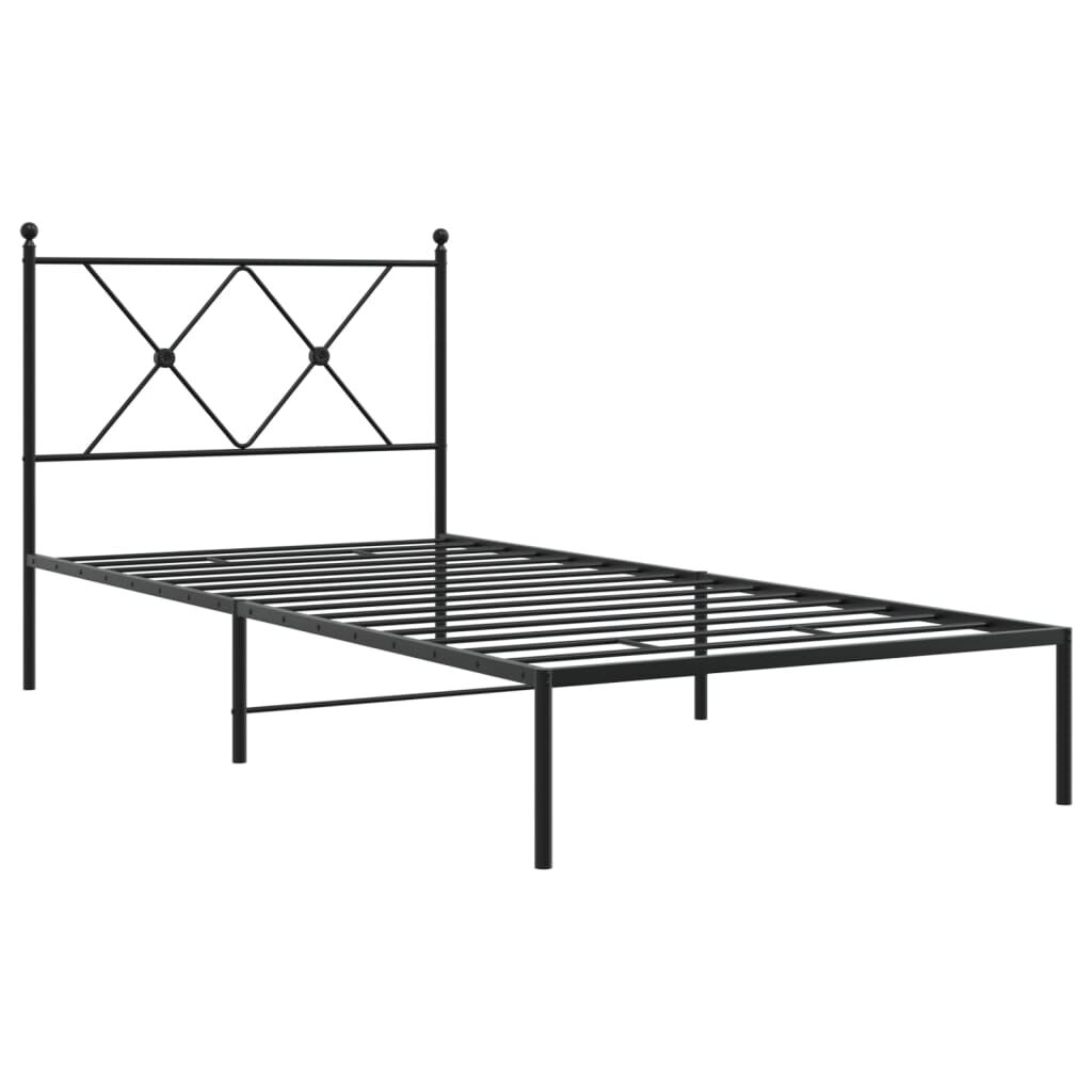 Metal Bed Frame without Mattress with Headboard Black 90x190 cm Price