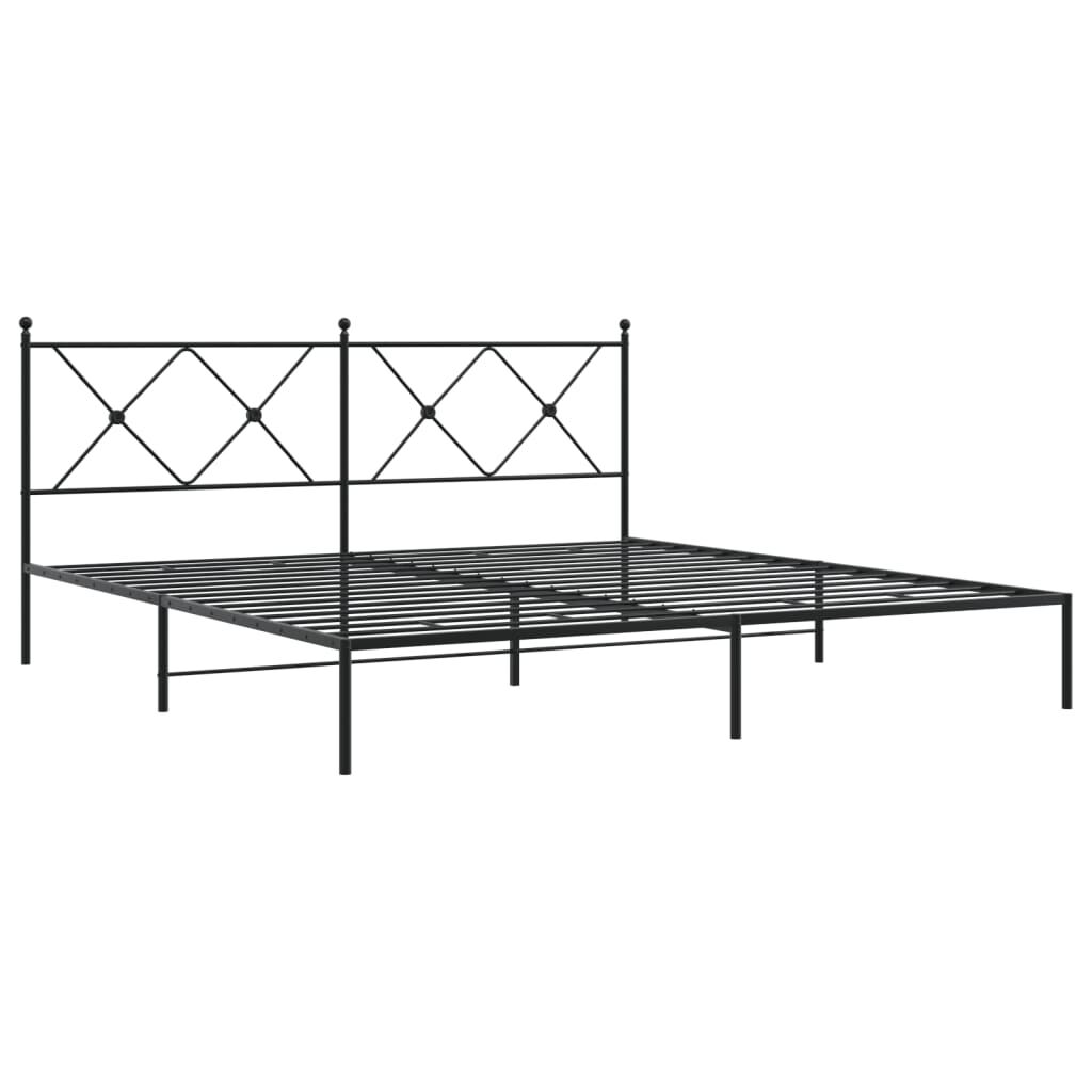 Metal Bed Frame without Mattress with Headboard Black 183x203 cm King Price