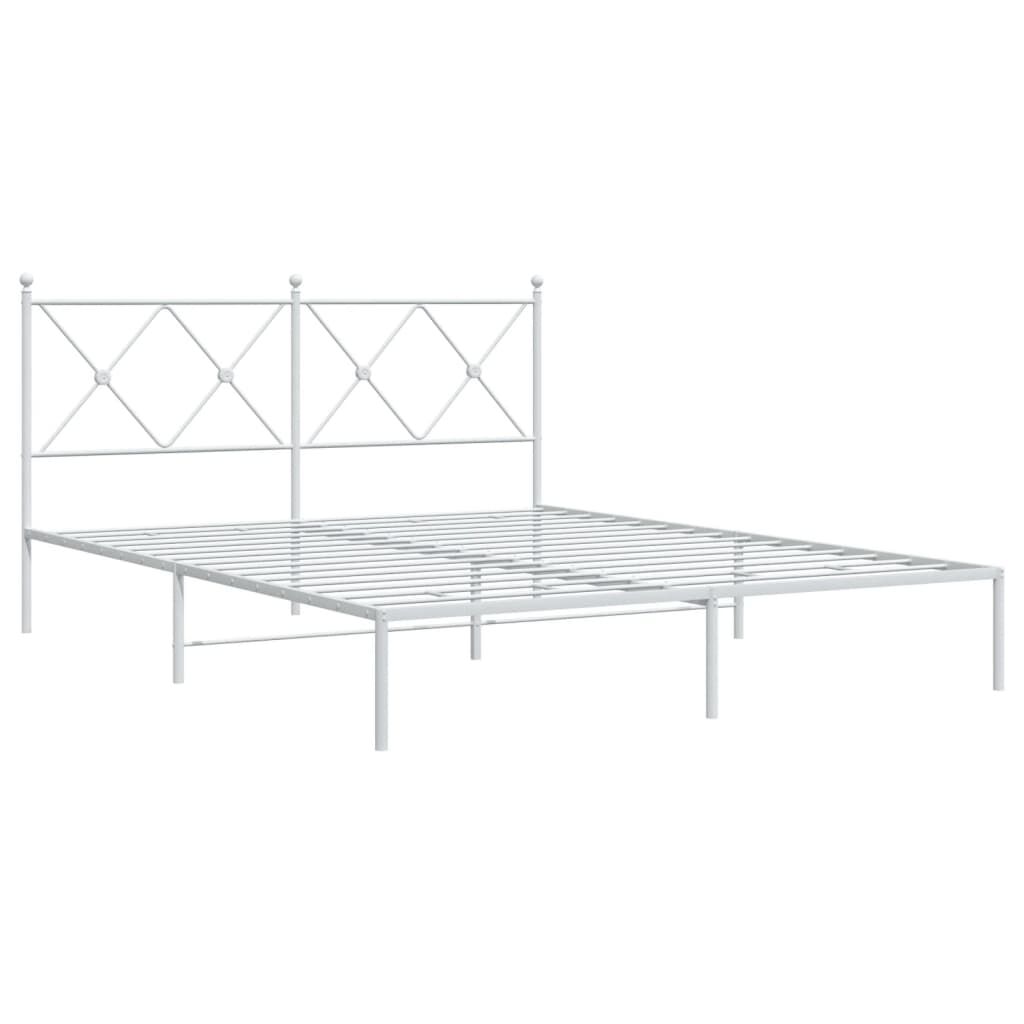 Metal Bed Frame without Mattress with Headboard White 150x200 cm Price