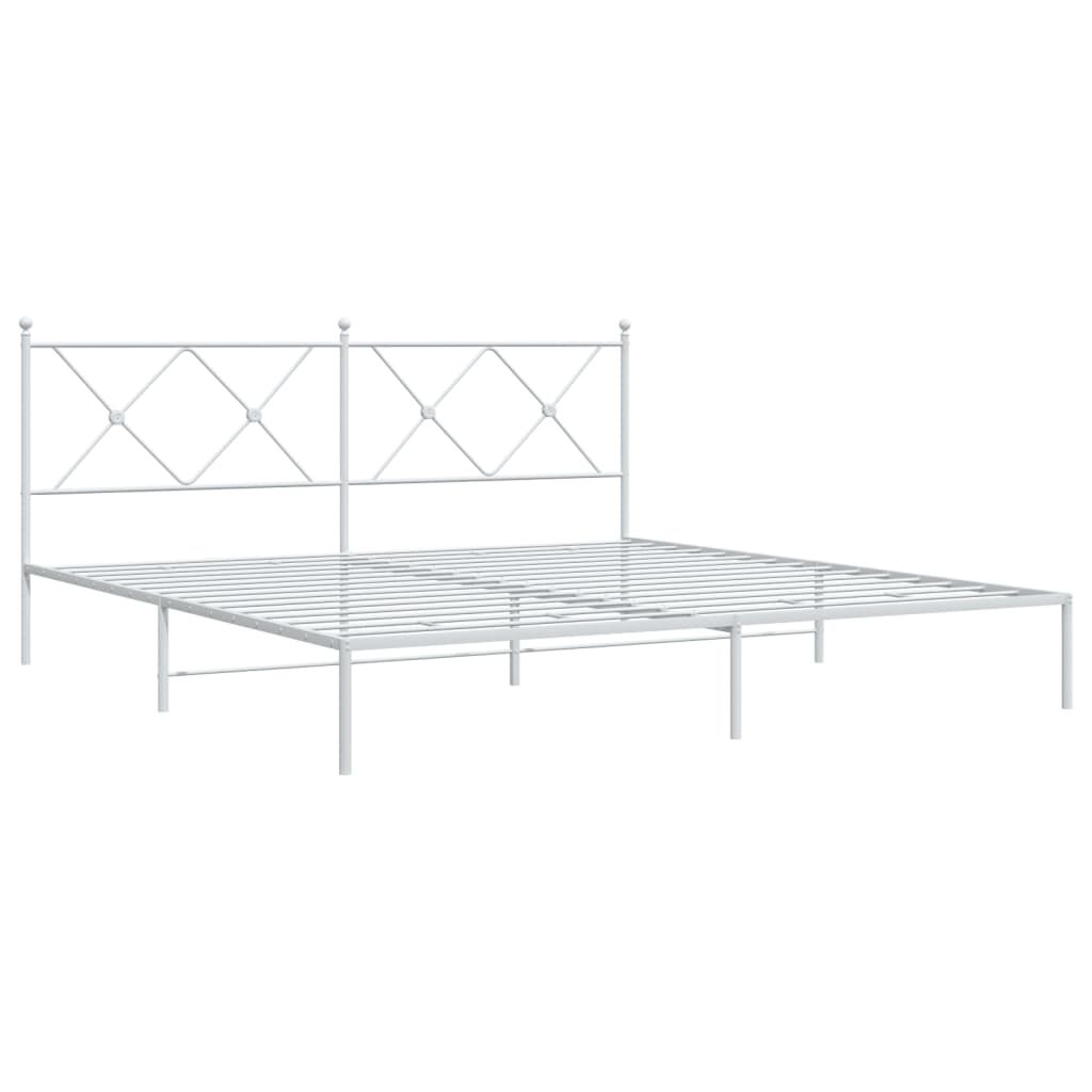 Metal Bed Frame without Mattress with Headboard White 183x203 cm King Price