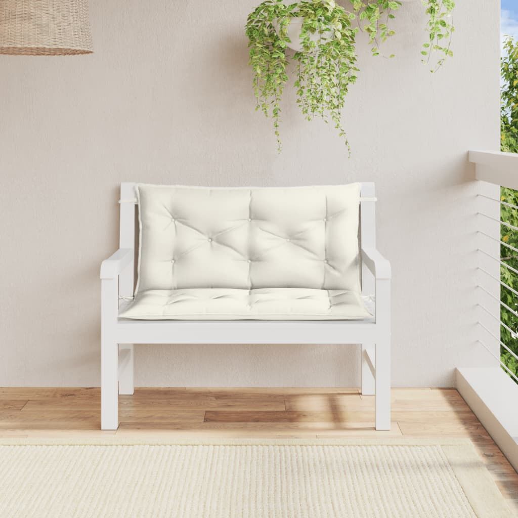 Garden Bench Cushions 2 pcs Melange Cream 100x50x7 cm Fabric Price