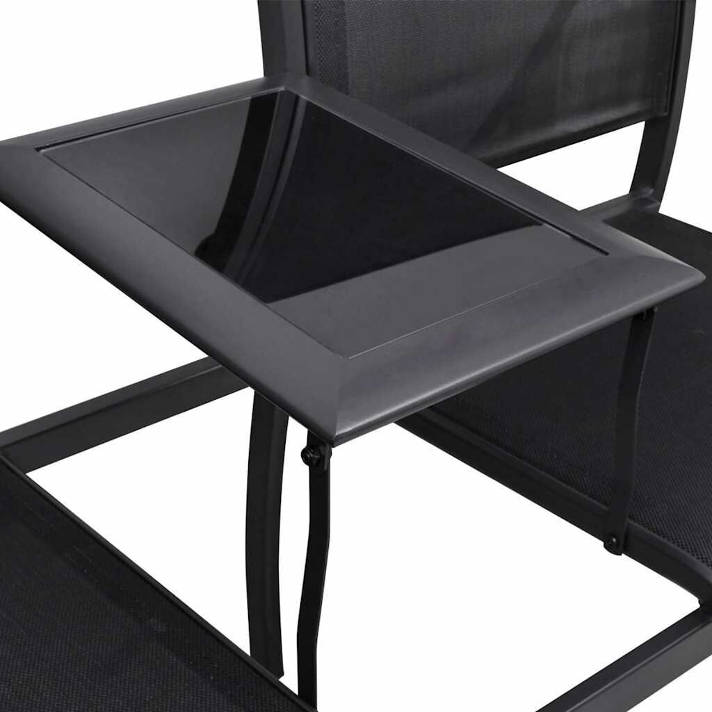 2 Seater Garden Bench 131 cm Steel and Textilene Black Price