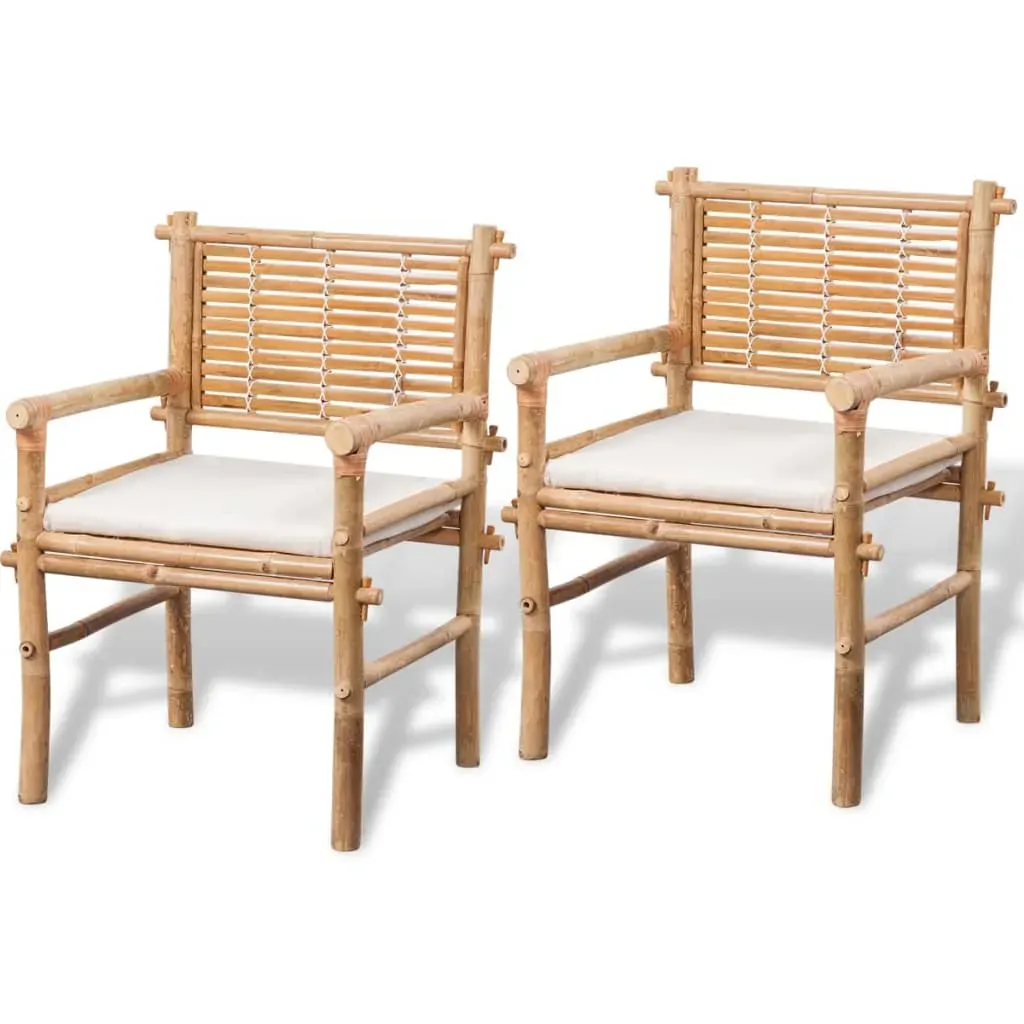 3 Piece Bistro Set with Cushions Bamboo Price