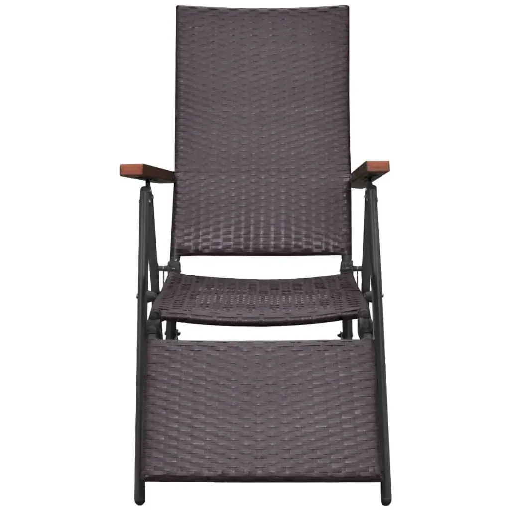 Reclining Deck Chair Poly Rattan Brown Price
