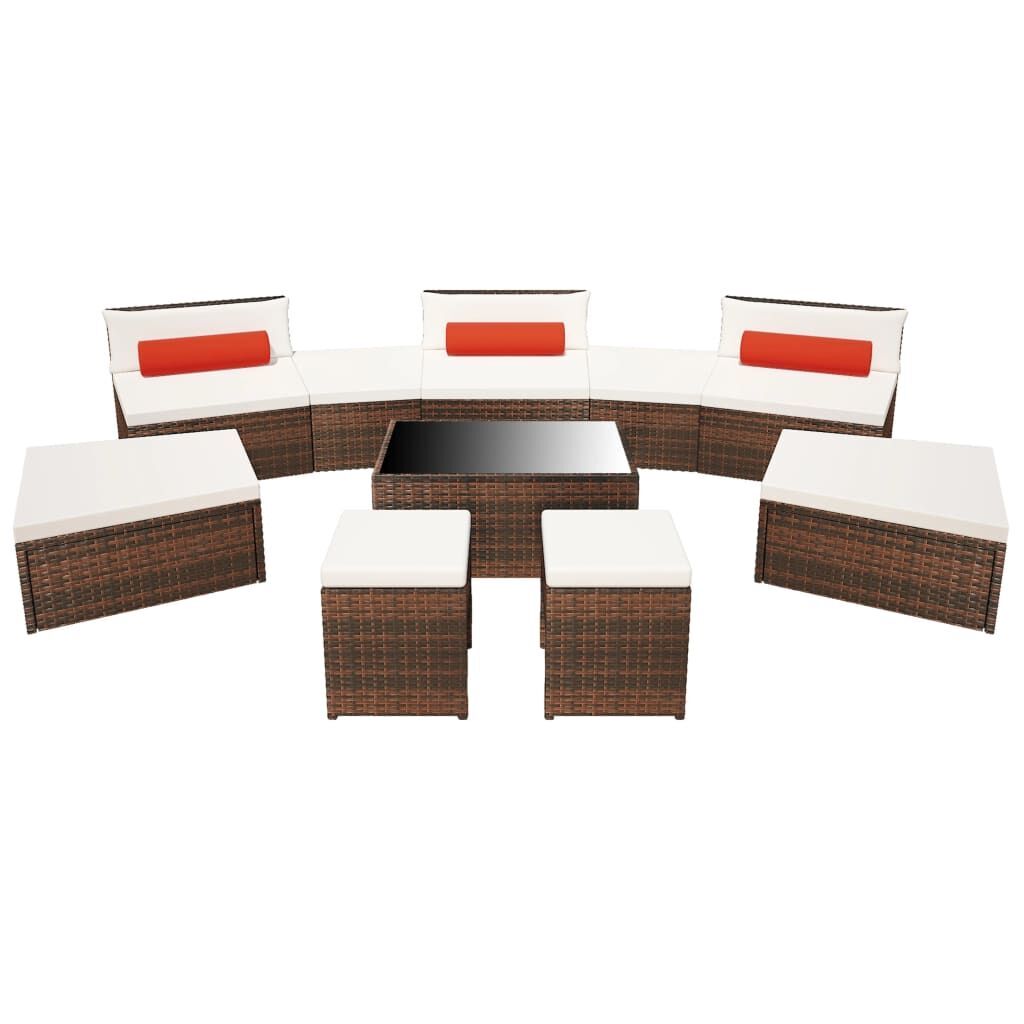 10 Piece Garden Lounge Set with Cushions Poly Rattan Brown Price