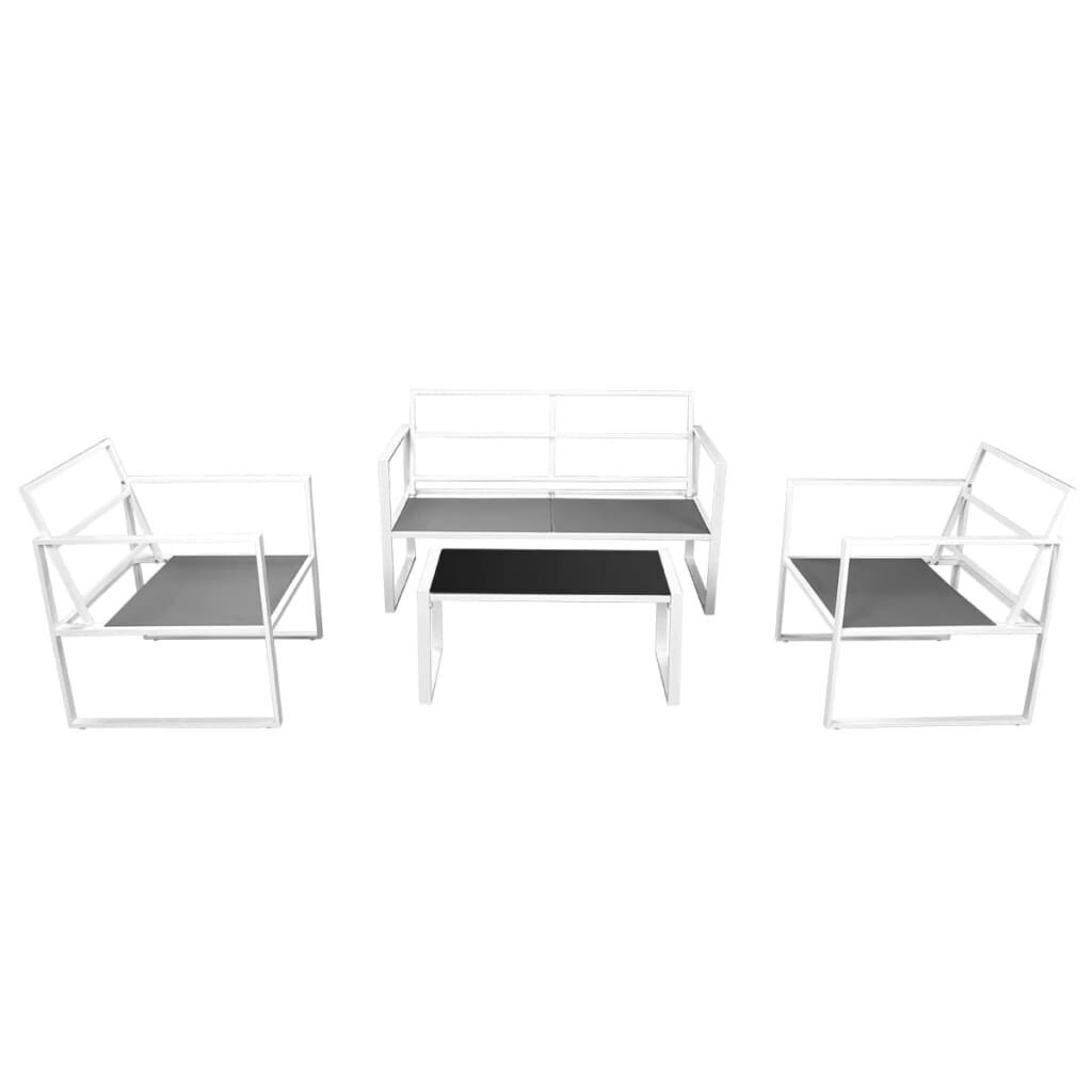 4 Piece Garden Lounge Set with Cushions Steel White Price