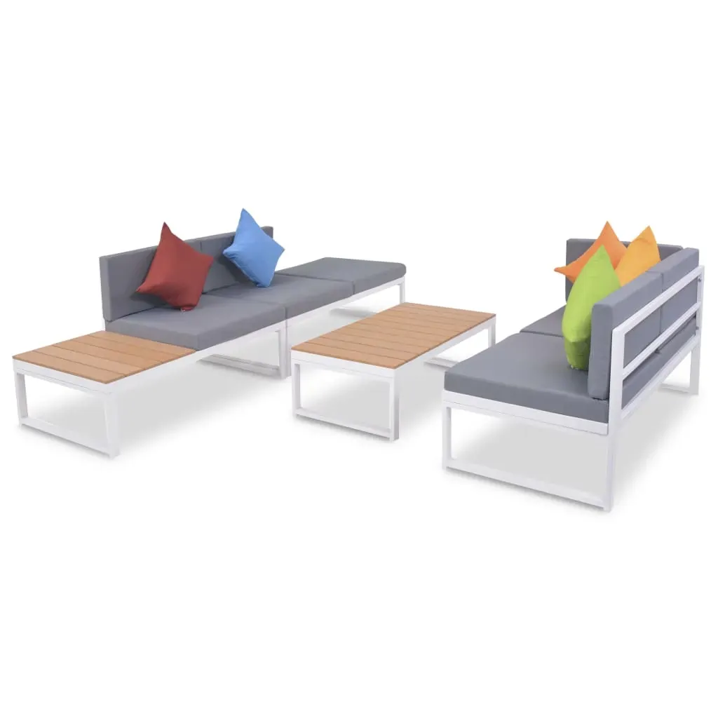 4 Piece Garden Lounge Set with Cushions Aluminium and WPC Price