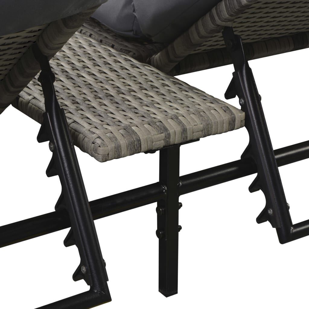 Double Sun Lounger with Cushion Poly Rattan Grey Price