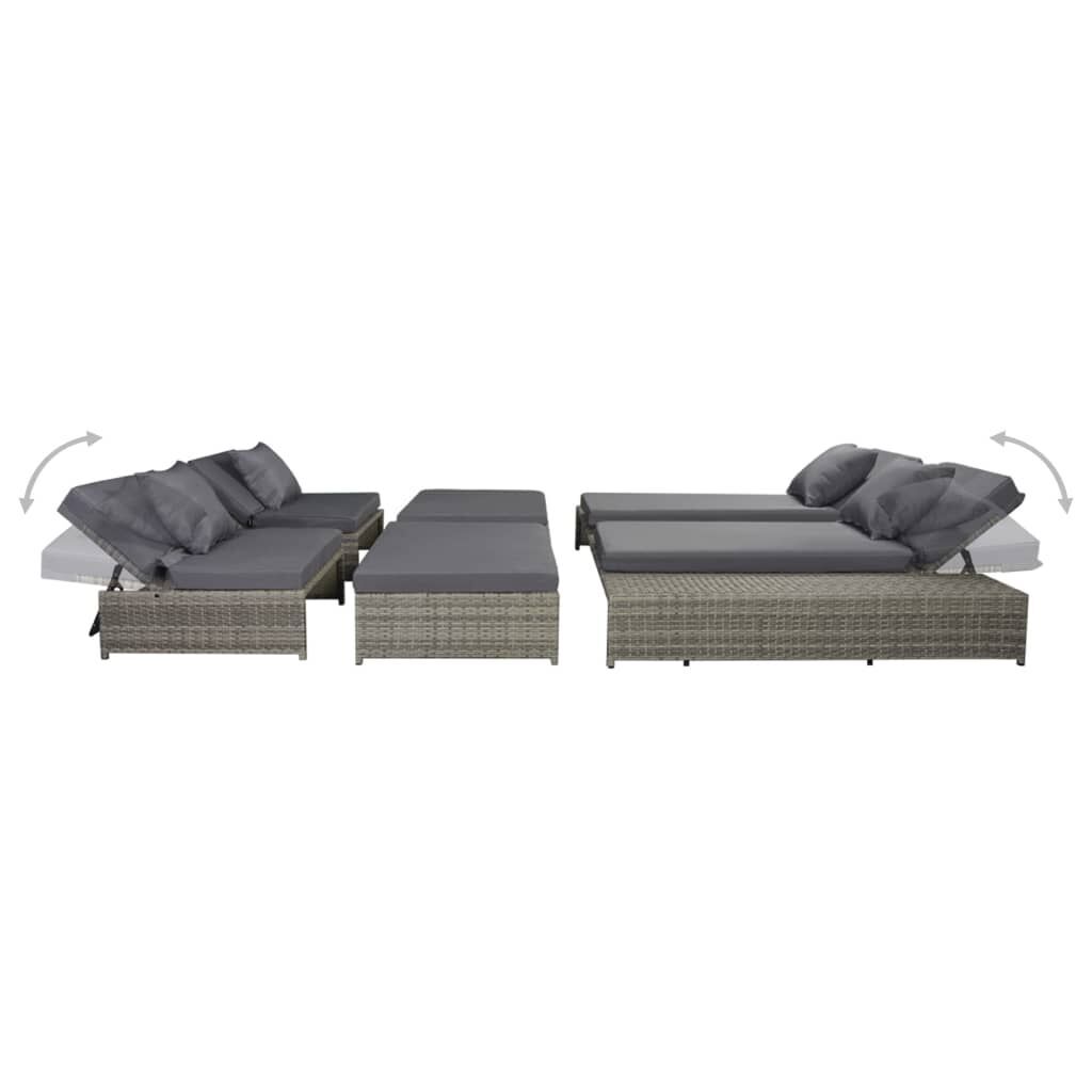 5 Piece Garden Lounge Set with Cushions Poly Rattan Grey Price