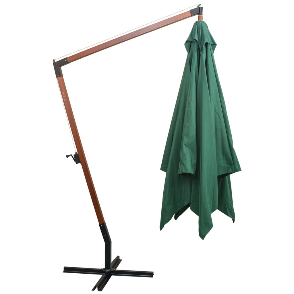 Hanging Garden Parasol 300x300 cm Wooden Pole Green Price