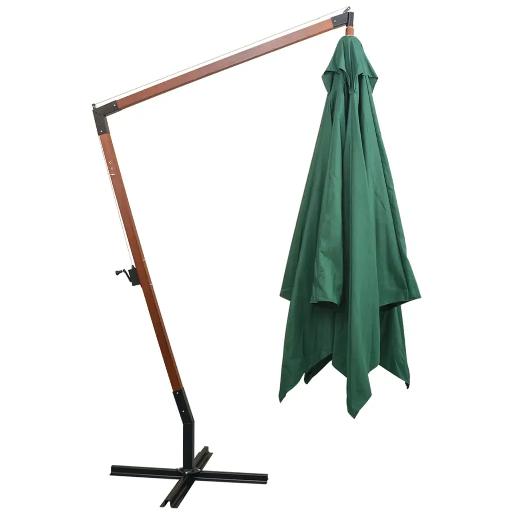 Hanging Garden Parasol 300x300 cm Wooden Pole Green Price
