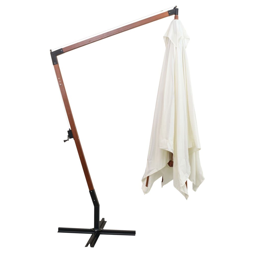 Hanging Garden Parasol 300x300 cm Wooden Pole White Price