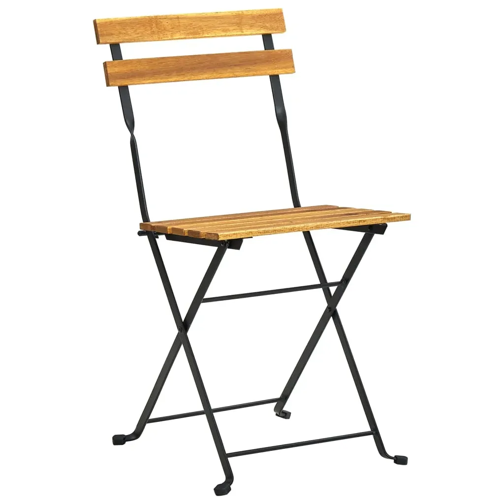 Folding Garden Chairs 2 pcs Steel and Solid Acacia Wood Price