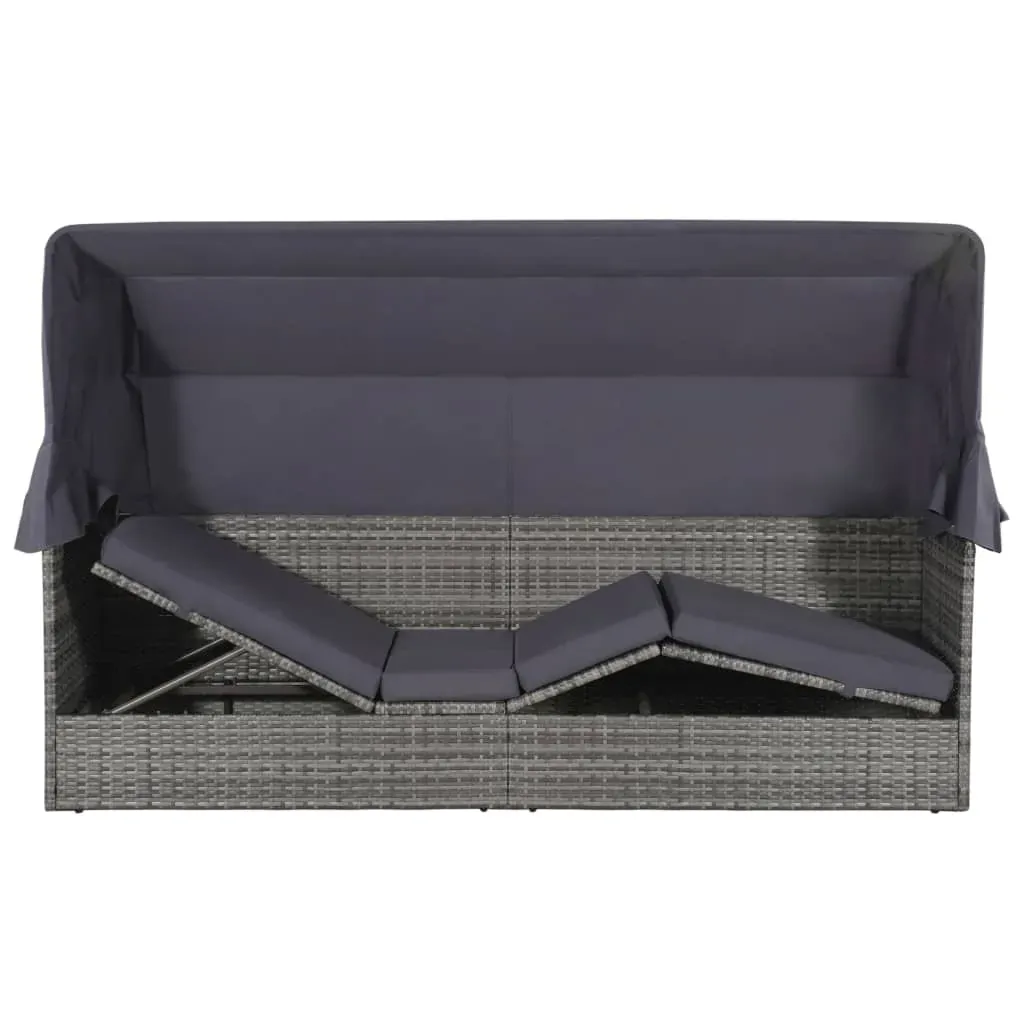 Garden Bed with Canopy Grey 205x62 cm Poly Rattan Price