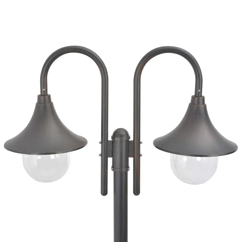 Garden Post Light E27 220 cm Aluminium 2-Lantern Bronze Price