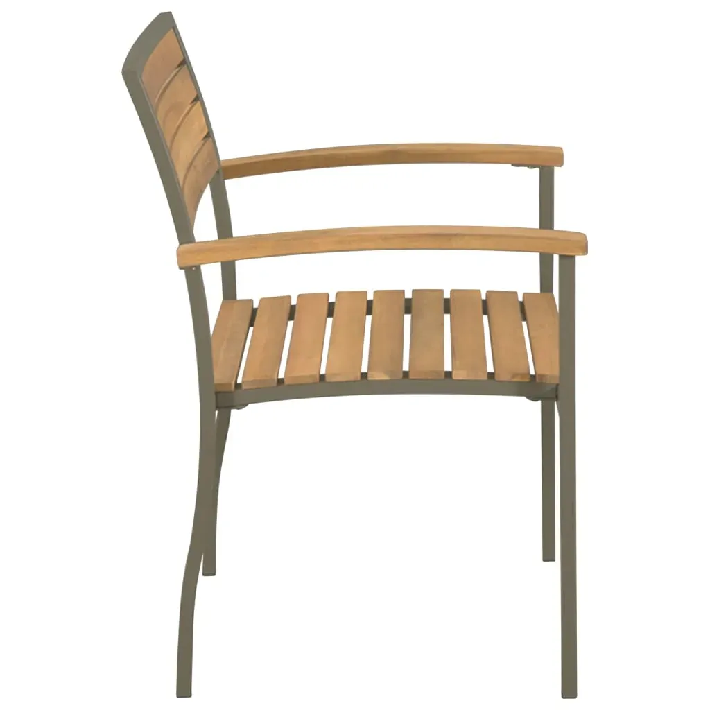 Stackable Outdoor Chairs 2 pcs Solid Acacia Wood and Steel Price