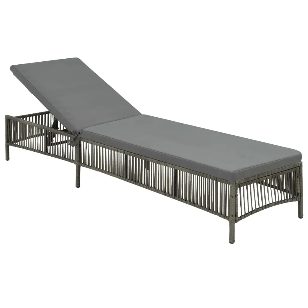 Sun Lounger with Cushion Poly Rattan Grey Price