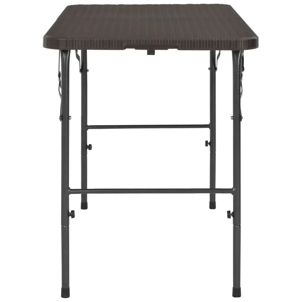 Folding Garden Table Brown 120x60x74 cm HDPE Rattan Look Price