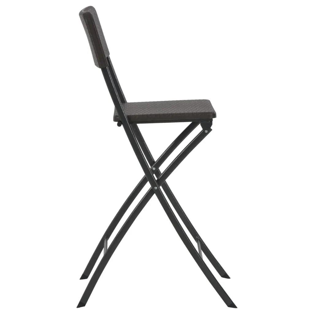 Folding Bar Chairs 2 pcs HDPE and Steel Brown Rattan Look Price