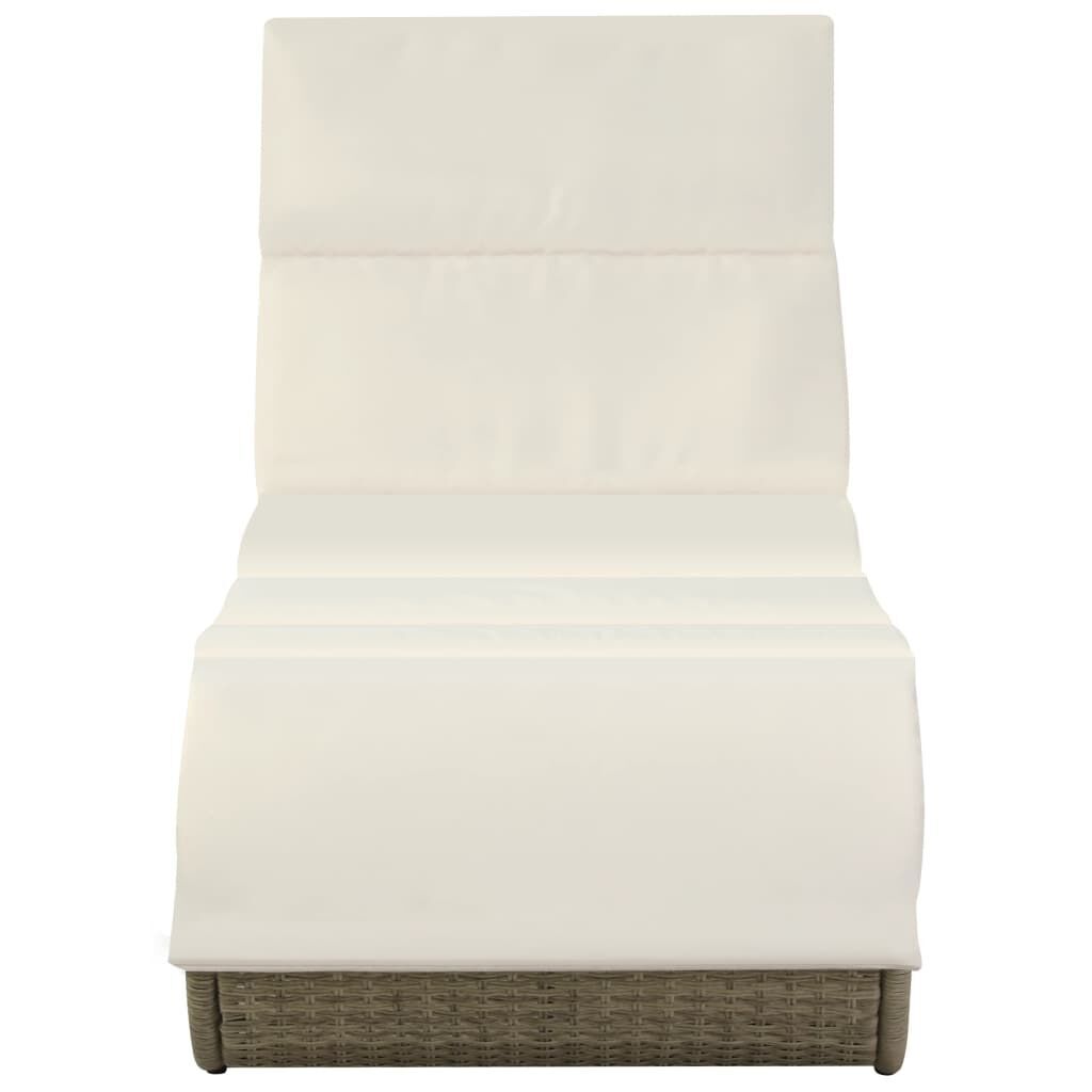 Sun Lounger with Cushion Poly Rattan Grey Price