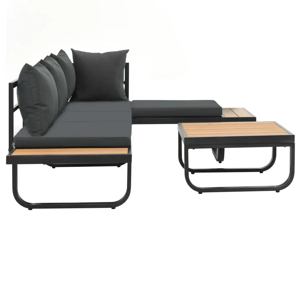 2 Piece Garden Corner Sofa Set with Cushions Aluminium WPC Price