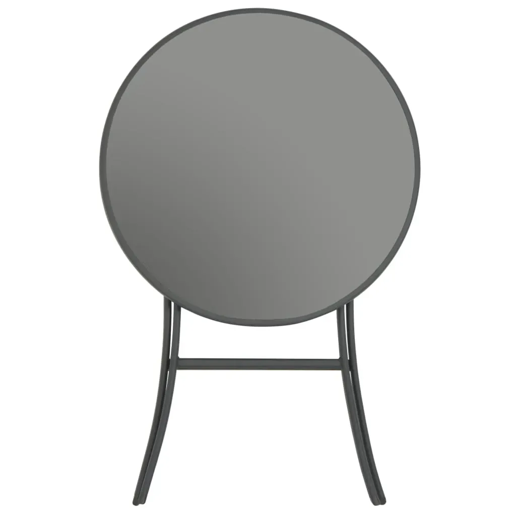 Folding Bistro Table Grey 60x70 cm Glass and Steel Price