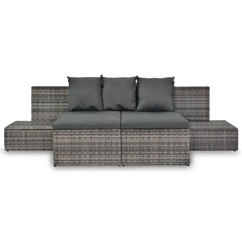 4 Piece Garden Lounge Set with Cushions Poly Rattan Grey Price