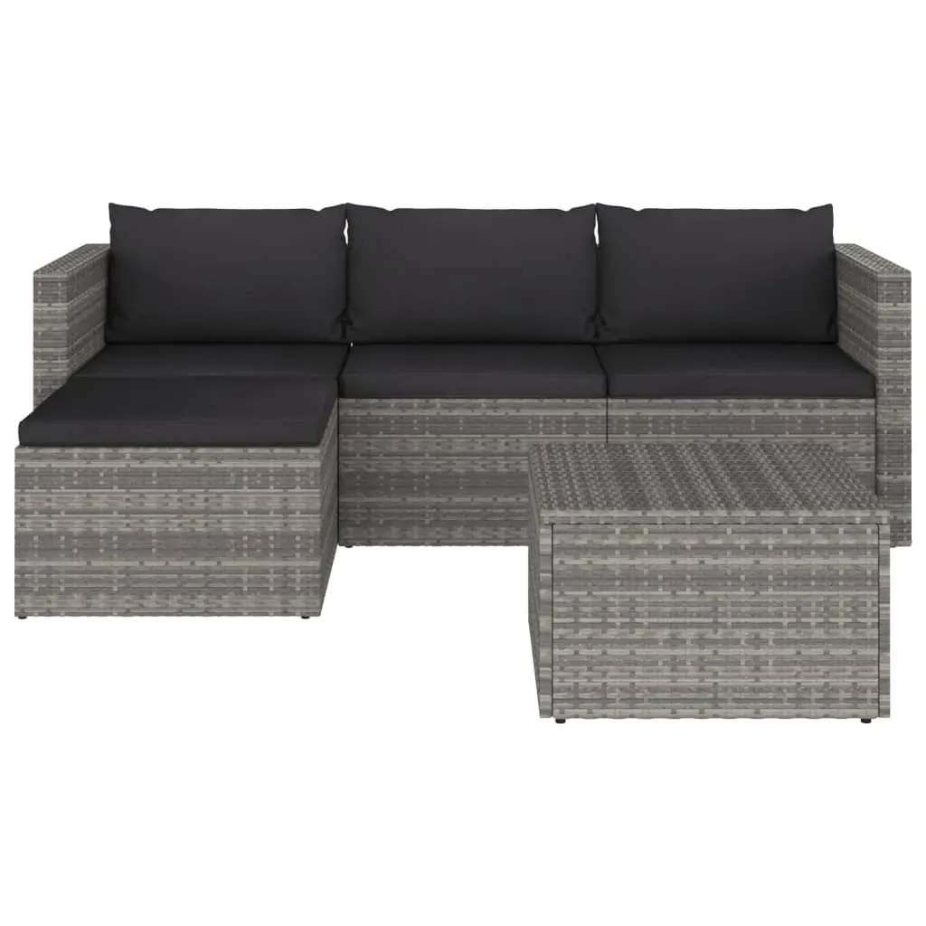 3 Piece Garden Lounge Set with Cushions Poly Rattan Grey Price
