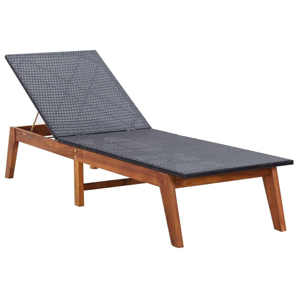 Sun Lounger with Table Poly Rattan and Solid Acacia Wood Price