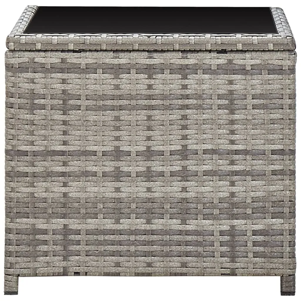 Coffee Table Grey 45x45x40 cm Poly Rattan and Glass Price