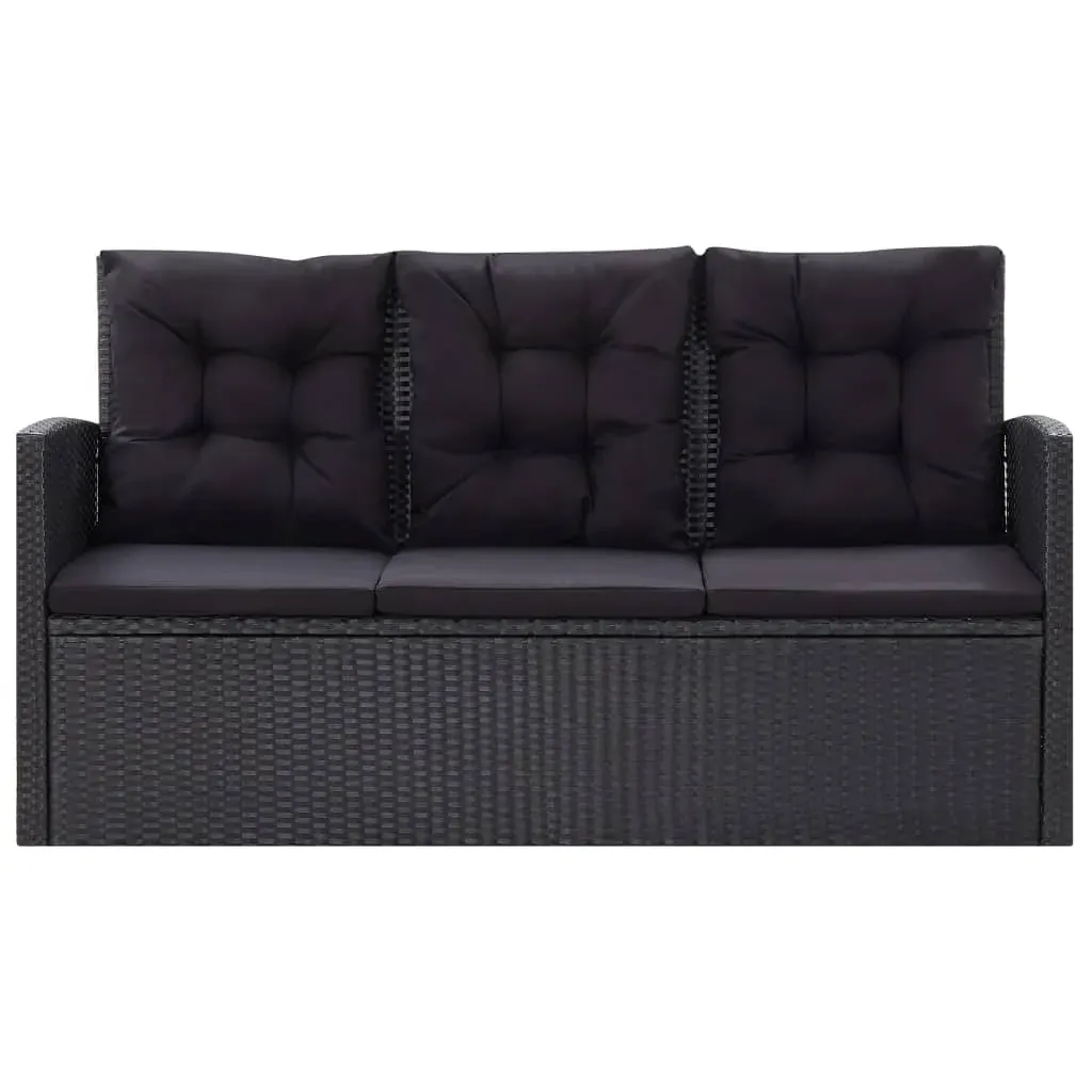6 Piece Garden Lounge Set with Cushions Poly Rattan Black Price