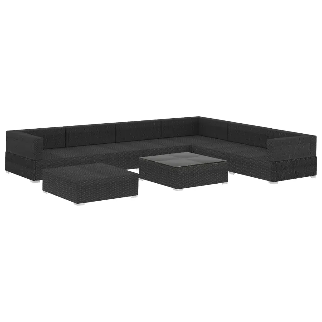 8 Piece Garden Lounge Set with Cushions Poly Rattan Black Price