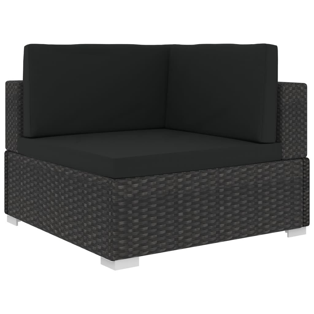 5 Piece Garden Lounge Set with Cushions Poly Rattan Black Price