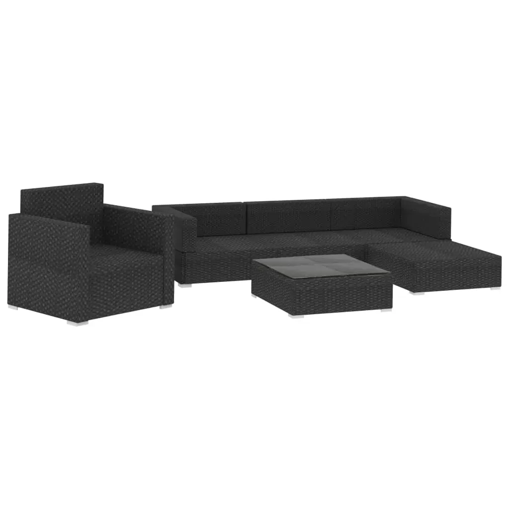 6 Piece Garden Lounge Set with Cushions Poly Rattan Black Price