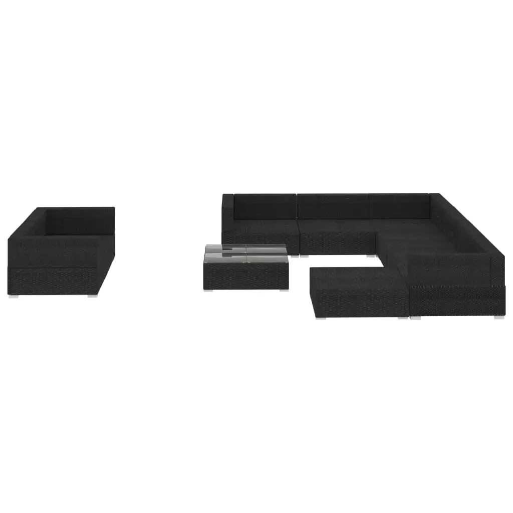 10 Piece Garden Lounge Set with Cushions Poly Rattan Black Price