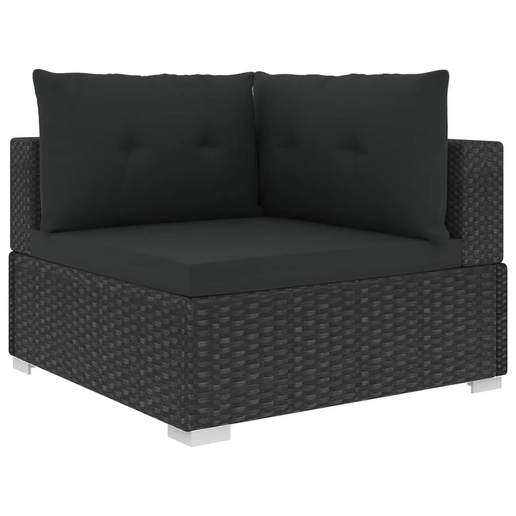 10 Piece Garden Lounge Set with Cushions Poly Rattan Black Price