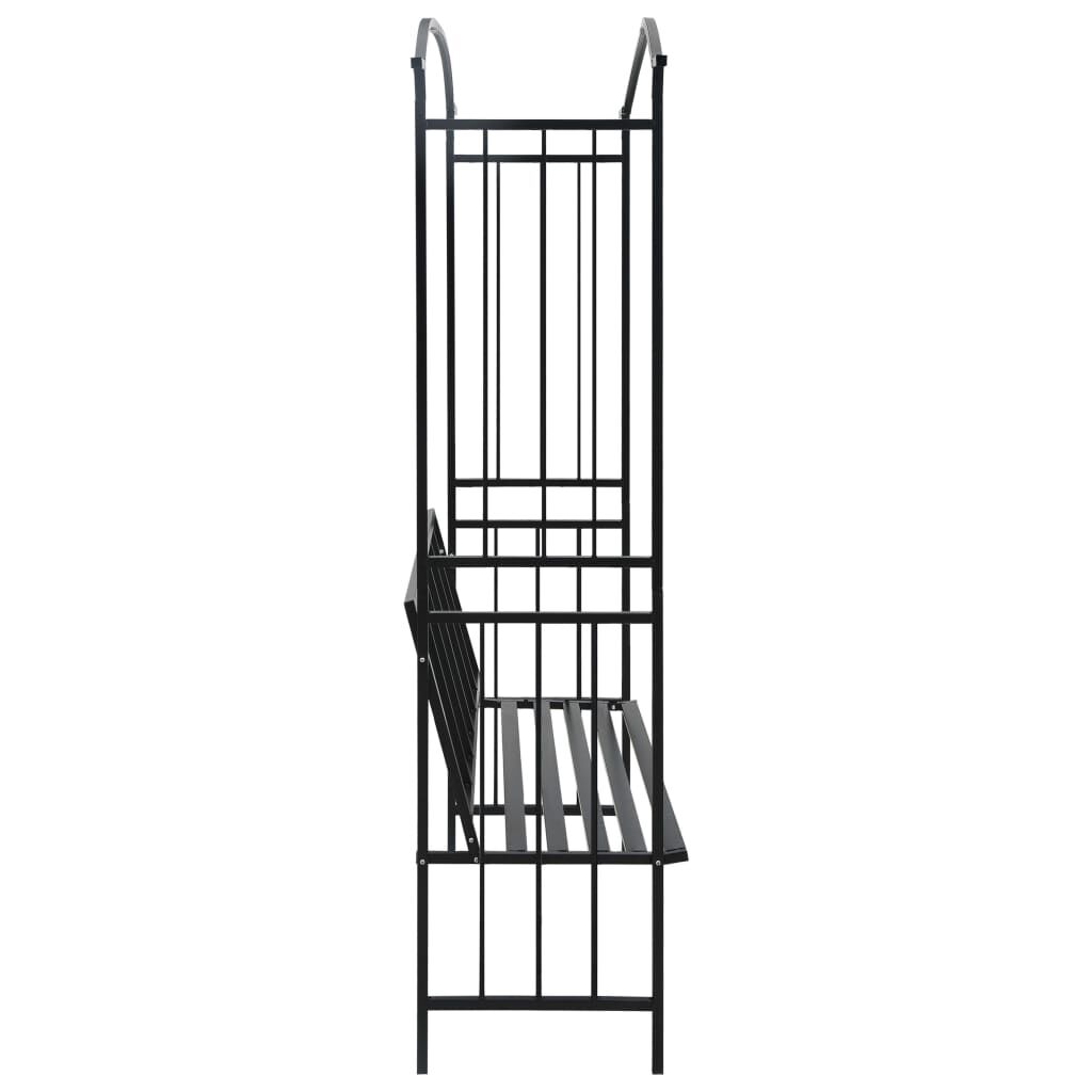 Garden Arch with Bench Black 128x50x207 cm Iron Price