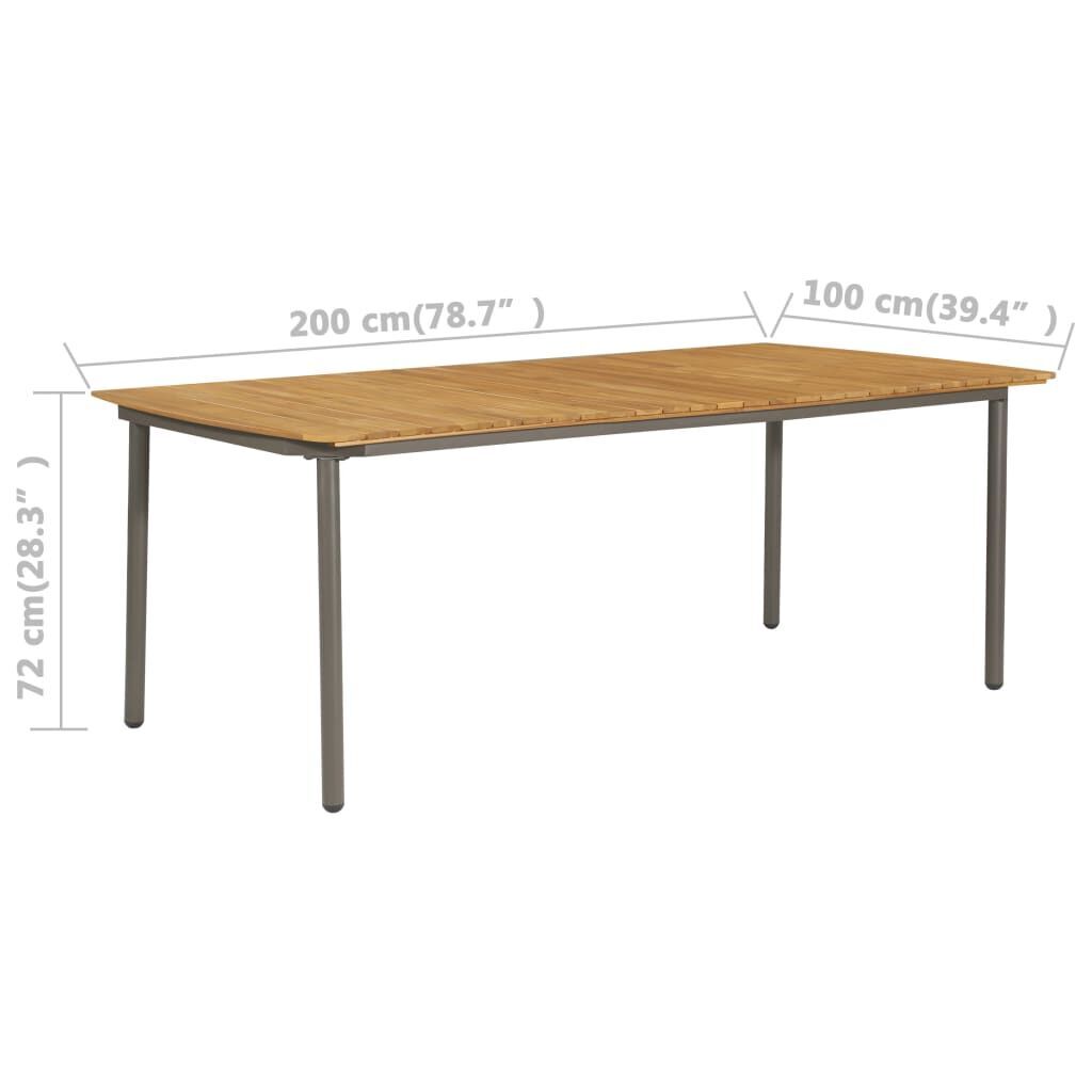 Garden Table 200x100x72cm Solid Acacia Wood and Steel Price