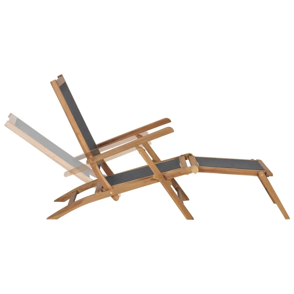 Deck Chair with Footrest Solid Teak Wood Black Price
