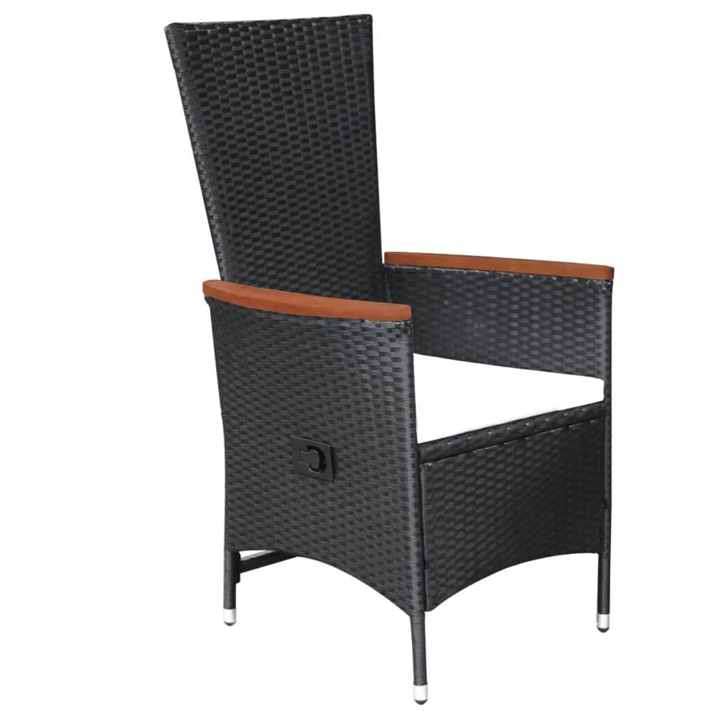 9 Piece Outdoor Dining Set with Cushions Poly Rattan Black Price